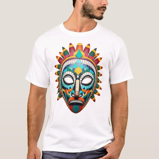 Tribal Face Mosaic Art T-shirt (Voorkant)
