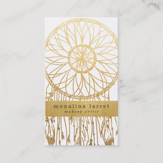 Tribal Faux Gold Foil Bohemian Dream Catcher Visitekaartje (Voorkant)