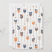 Tribal Feather Arrows Baby shower Navy Sinaasappel Kaart (Achterkant)