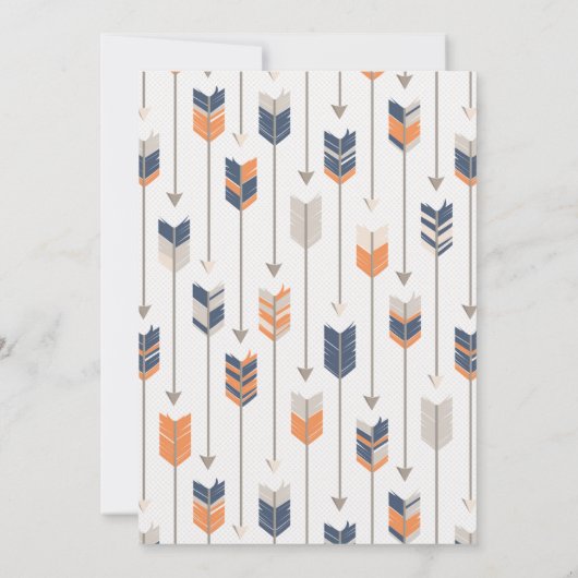 Tribal Feather Arrows Baby shower Navy Sinaasappel Kaart (Achterkant)