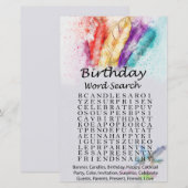 Tribal Feather Birthday word search game (Voorkant / Achterkant)