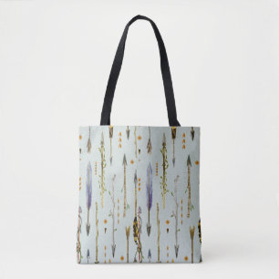 Tribal Feathers & Arrows Pattern Tote Bag