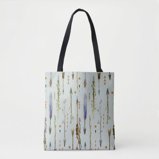 Tribal Feathers & Arrows Pattern Tote Bag (Voorkant)