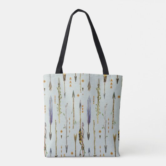 Tribal Feathers & Arrows Pattern Tote Bag (Achterkant)