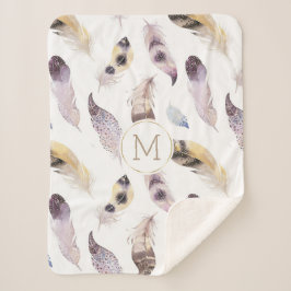 Tribal feathers patroon pastel waterverven sherpa deken