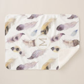 Tribal feathers patroon pastel waterverven sherpa deken (Voorkant (horizontaal))