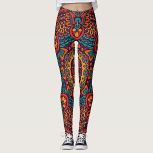 Tribal feestelijk: kleurrijk etnisch patroon leggings