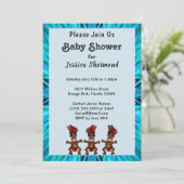 Tribal Fertility Dance Blauw Abstract Baby shower Kaart (Staand voorkant)