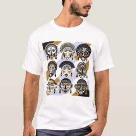 Tribal Fierce Mask Grid  T-shirt