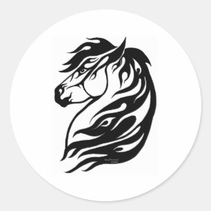 Tribal Fire Horse Ronde Sticker
