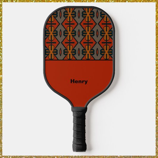 Tribal Flair Oranje Pattern Pickleball Paddle