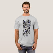 Tribal Flame Wolf T-Shirt – Monochrome Energie (Voorkant volledig)
