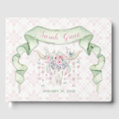 Tribal Floral bull Horns Arrows roze Mint Feminine Gastenboek (Voorkant)