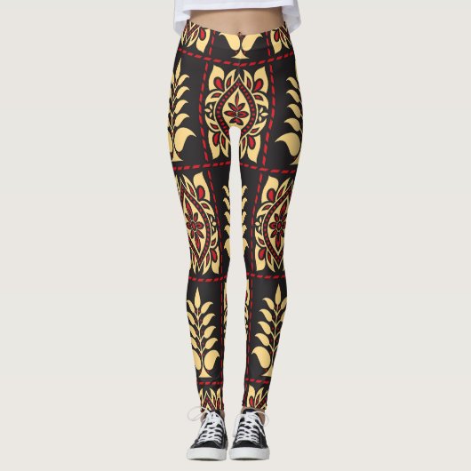 Tribal Floral:  patroonelegantie Leggings (Voorkant)