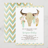 Tribal Floral schedel en veren Zoet Zestien Kaart (Voorkant / Achterkant)