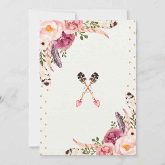 Tribal Floral Teepee TWO WILD Birthday Chic Gold Kaart (Achterkant)