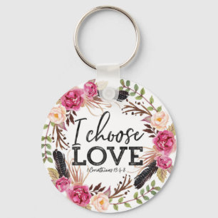 Tribal Floral Wreath Corinthians Love Quote Sleutelhanger