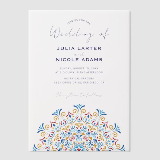 Tribal Folk Country Cultuur Crest Mandala Huwelijk Vellum Uitnodigingen (Voorkant)