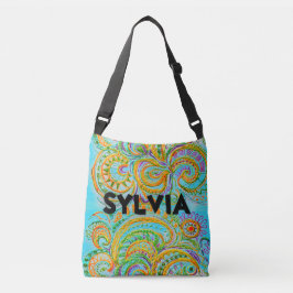 Tribal Folk Patroon en jouw naam of een woord Crossbody Tas