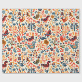 Tribal Folk Pattern Gift Wrap Vibrant Ethnic Desig Cadeaupapier (Vlak)