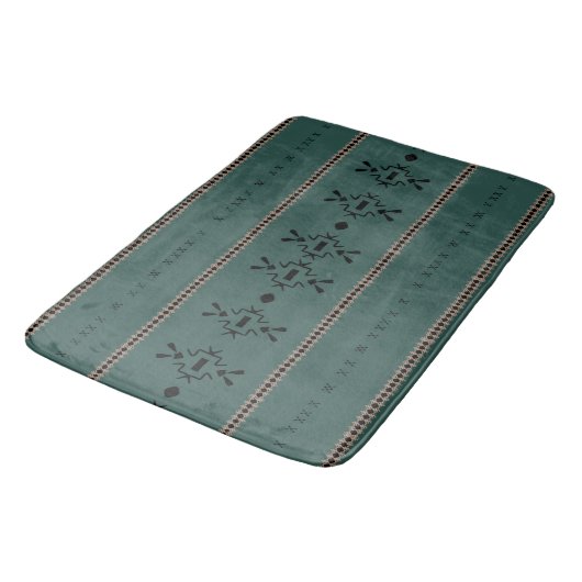 Tribal Forest Green Mud Cloth Badmat (Gekanteld)