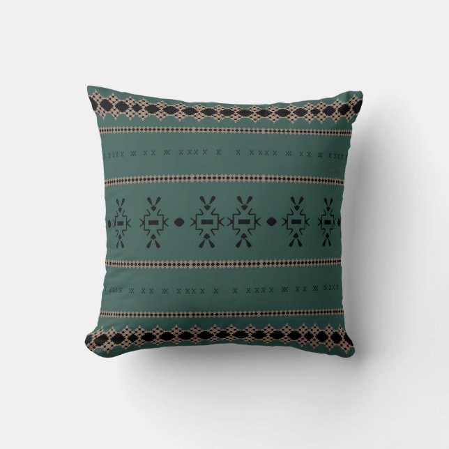 Tribal Forest Green Mud Cloth Kussen (Voorkant)