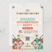 Tribal Fox 10e verjaardag uitnodiging (Voorkant)