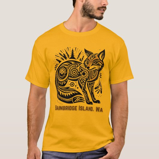 Tribal Fox Bainbridge Island Washington Native Nam T-shirt (Voorkant)