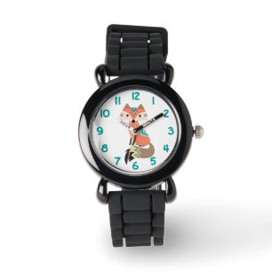 Tribal Fox Blauwgroen Nummer Kinder Horloge