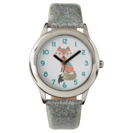 Tribal Fox Blauwgroen Nummer Kinder Horloge