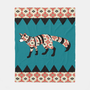 Tribal Fox Fleece Deken