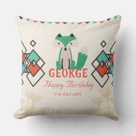 Tribal Fox kleurrijke geometrische vormen Verjaard Kussen
