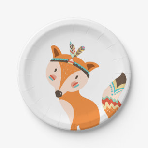Tribal Fox Paper Borden Wilde één Woodland Boho Papieren Bordje