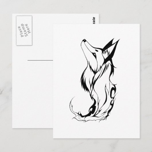 Tribal Fox Tattoo Design Briefkaart (Voorkant / Achterkant)