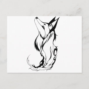 Tribal Fox Tattoo Design Briefkaart