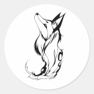 Tribal Fox Tattoo Design Ronde Sticker
