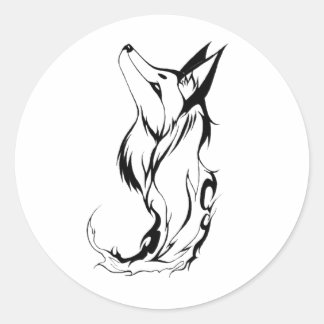 Tribal Fox Tattoo Design Ronde Sticker