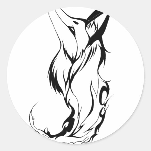 Tribal Fox Tattoo Design Ronde Sticker (Voorkant)