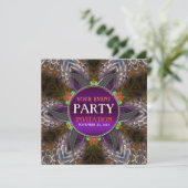Tribal Fractal Feathers Adult Party Invitation Kaart (Staand voorkant)