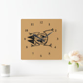Tribal Frog Vierkante Klok (Huis)