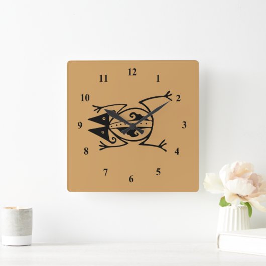 Tribal Frog Vierkante Klok (Huis)