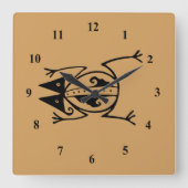 Tribal Frog Vierkante Klok (Voorkant)