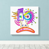 TRIBAL FROWNIE EMOJI MEEMOGIE CANVAS AFDRUK (Insitu (Houten vloer))