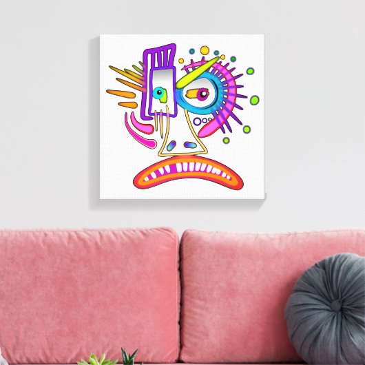 TRIBAL FROWNIE EMOJI MEEMOGIE CANVAS AFDRUK (Insitu (Woonkamer))