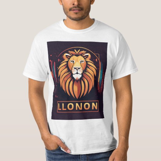 Tribal-geïnspireerd Geometric Lion Logo T-shirt (Voorkant)