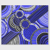 Tribal geïnspireerd patroon | Blauw, zwart, wit Cadeaupapier (Vlak)