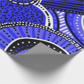 Tribal geïnspireerd patroon | Blauw, zwart, wit Cadeaupapier (Hoek)