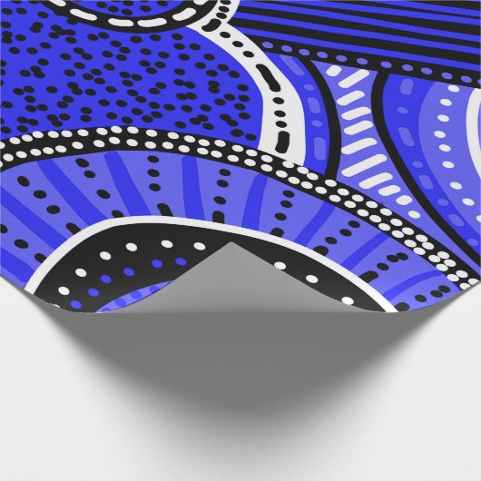 Tribal geïnspireerd patroon | Blauw, zwart, wit Cadeaupapier (Hoek)