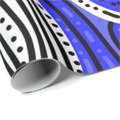Tribal geïnspireerd patroon | Blauw, zwart, wit Cadeaupapier (Rol Hoek)