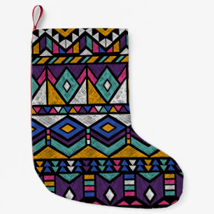 Tribal Geometric Aztec: kleurrijk patroon Kleine Kerstsok